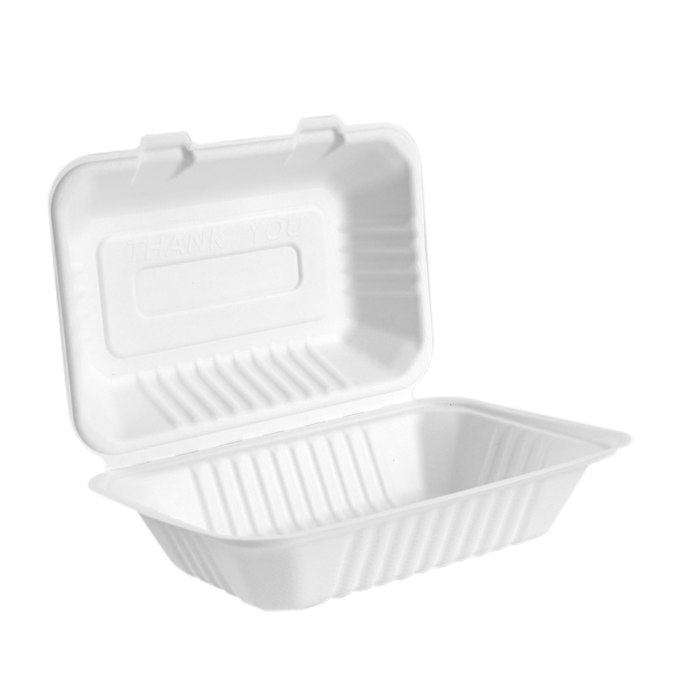 9"×6"×3" Bagasse Clamshell 