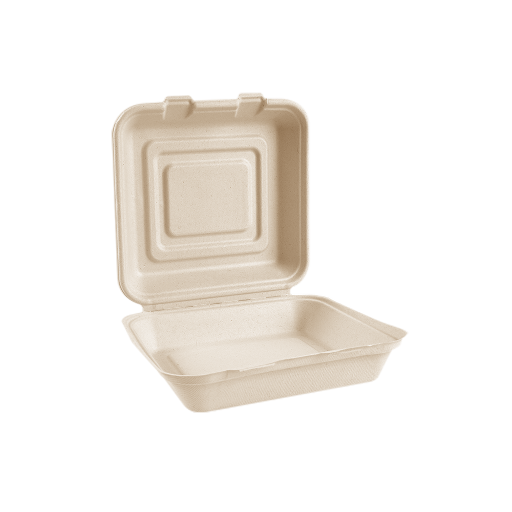 8'' Bagasse Clamshell Box